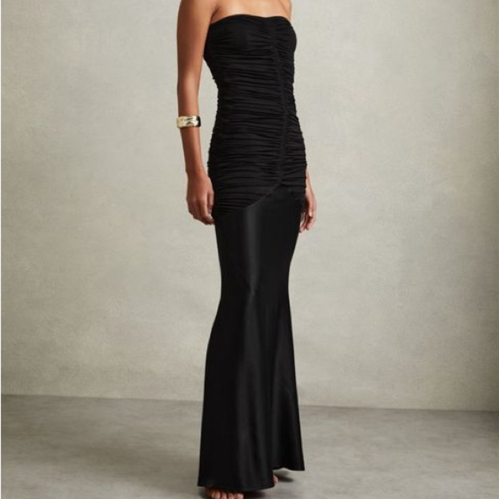SELINA STRAPLESS RUCHED MAXI DRESS Black Size 8